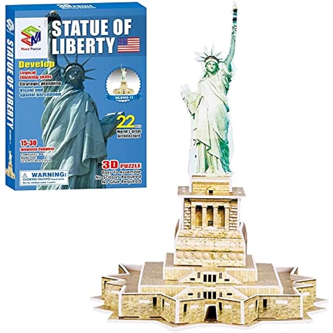 DIY STATUE OF LIBERTY 3D PUZZLE PAPER ASSEMBLED BUILDING MODEL BRAIN LEARNING GAME WORLD JIGSAW - Image 1